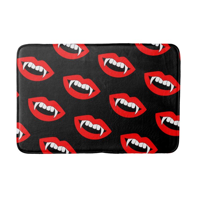 Cartoon Monster Vampire Lips sharp Teeth Fangs Bath Mat (Front)