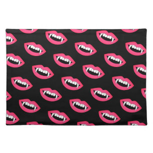 Cartoon Monster Vampire Lips sharp Teeth Fangs Cloth Placemat