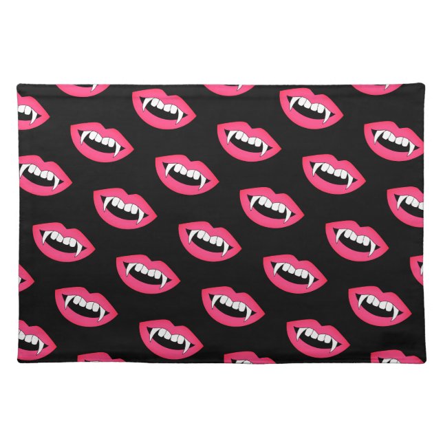 Cartoon Monster Vampire Lips sharp Teeth Fangs Cloth Placemat (Front)