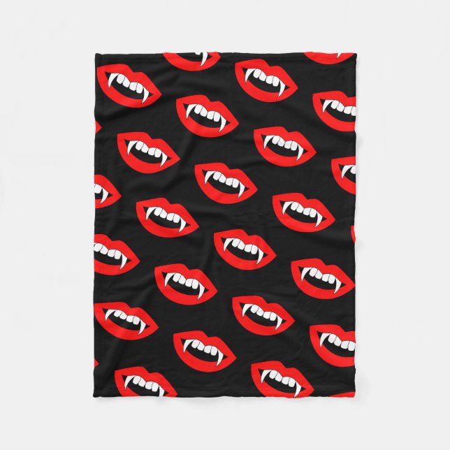 Cartoon Monster Vampire Lips sharp Teeth Fangs Fleece Blanket (Front)