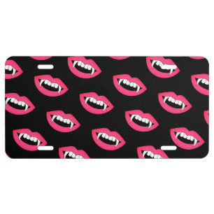 Cartoon Monster Vampire Lips sharp Teeth Fangs License Plate