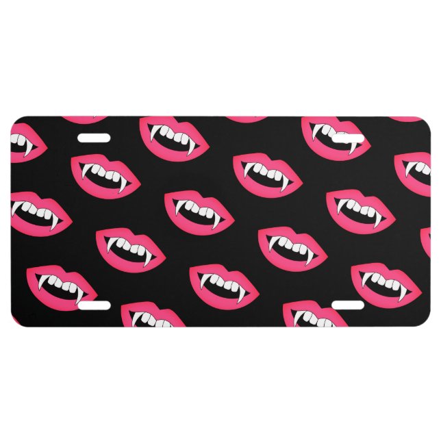 Cartoon Monster Vampire Lips sharp Teeth Fangs License Plate (Front)