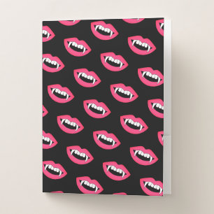 Cartoon Monster Vampire Lips sharp Teeth Fangs Pocket Folder
