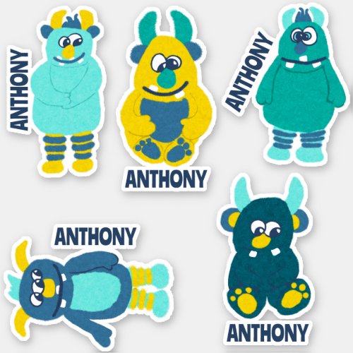Cartoon Monsters Personalized Sticker Set