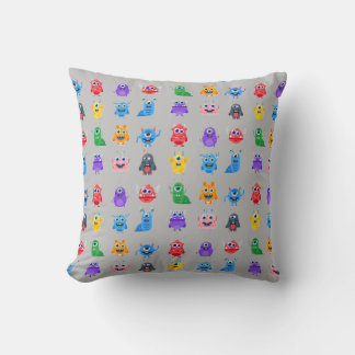 Cartoon monsters throw pillow