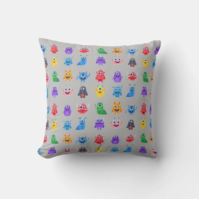 Cartoon monsters throw pillow (Front)