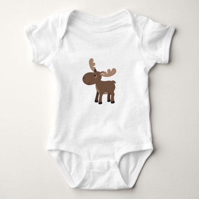 Cartoon Moose Baby Bodysuit (Front)