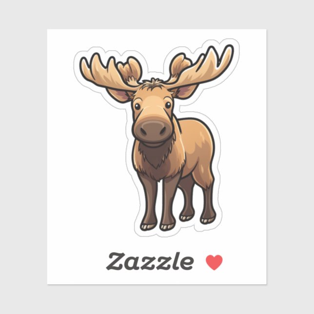 Cartoon moose illustration sticker (Sheet)