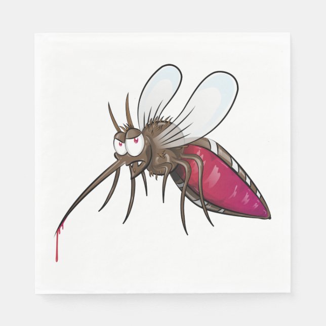 Cartoon Mosquito Drinking Blood Funny Insect Napkins (Front)
