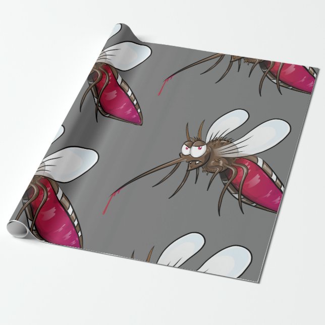 Cartoon Mosquito Wrapping Paper (Unrolled)