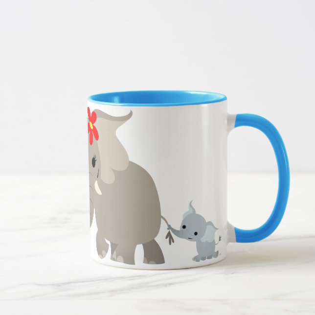 Cartoon Mother Elephant and Calf Mug (Right)