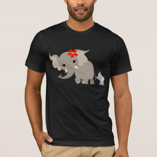 Cartoon Mother Elephant and Calf T-shirt