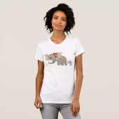 Cartoon Mother Elephant and Calf  Women T-shirt (Front Full)