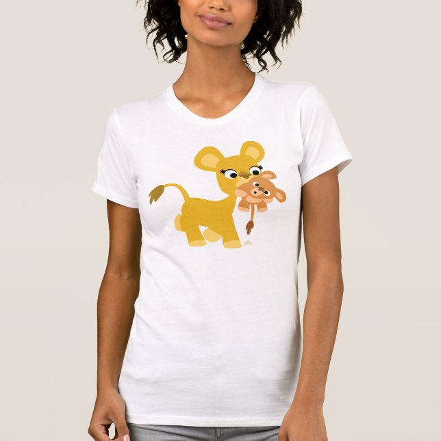 Cartoon Mother Lion and Cub Women t-shirt (Front)
