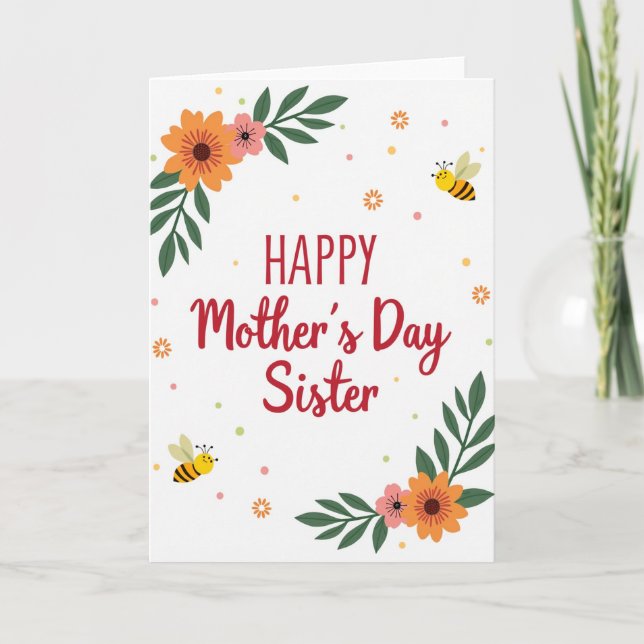 Cartoon Mothers Day Sister Card (Front)