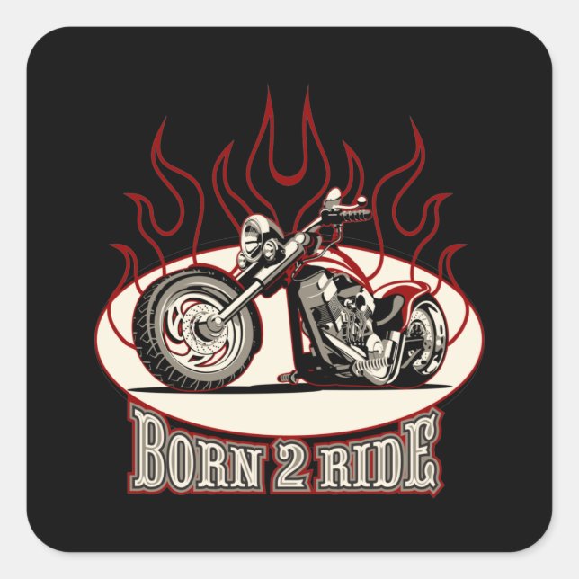 Cartoon motorbike square sticker (Front)