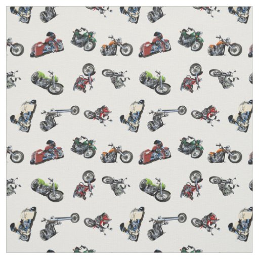 Cartoon motorbikes set fabric