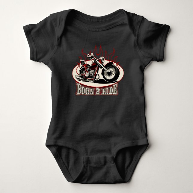 Cartoon motorcycle baby bodysuit (Front)