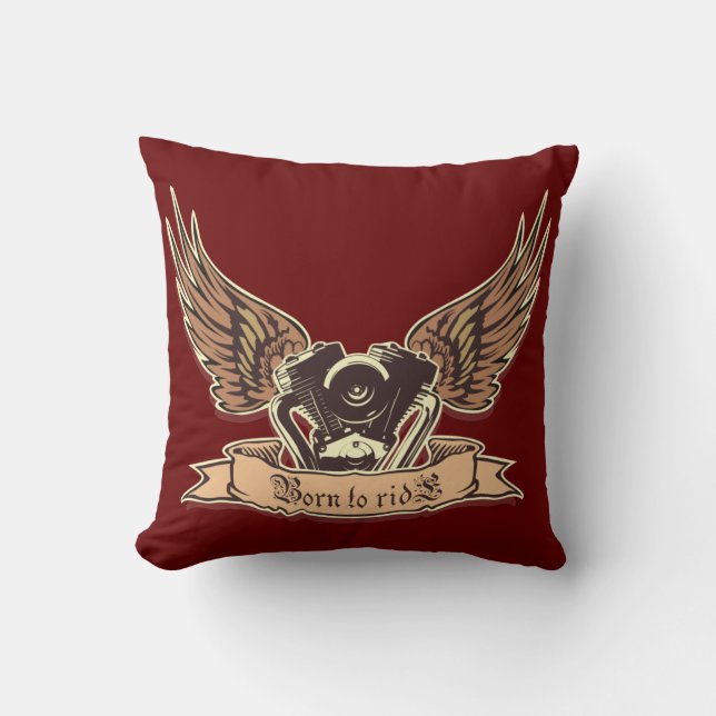 Cartoon motorcycle engine throw pillow (Front)