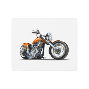 Cartoon motorcycle metal print