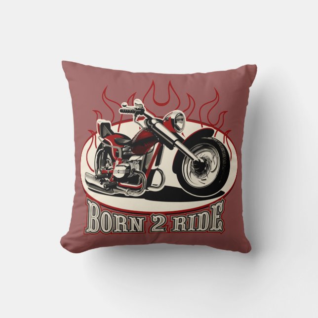 Cartoon motorcycle throw pillow (Front)