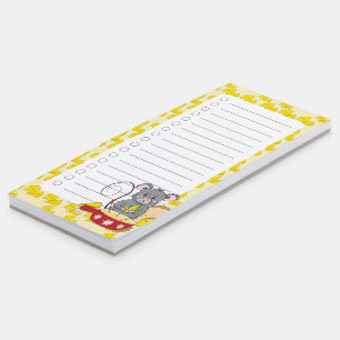 Cartoon Mouse   Cheese Fondue Pot Magnetic Notepad