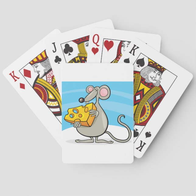 Cartoon Mouse Eating Cheese Poker Cards (Back)