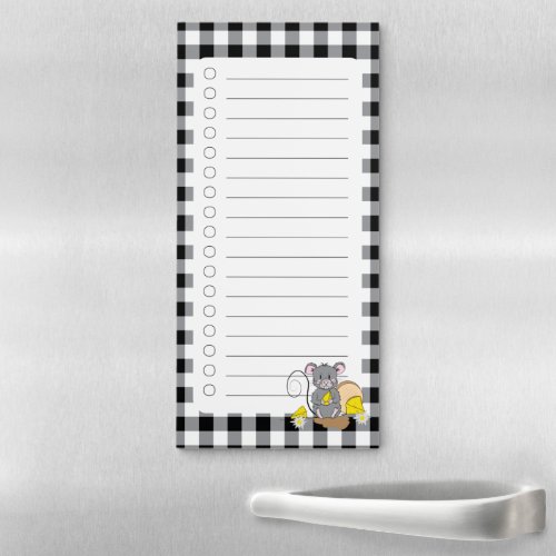 Cartoon Mouse Eating Cheese Shopping List Magnetic Notepad
