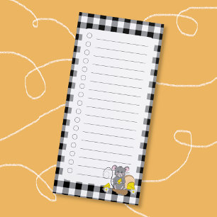 Cartoon Mouse Eating Cheese Shopping List Magnetic Notepad