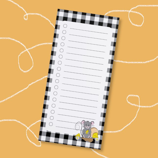 Cartoon Mouse Eating Cheese Shopping List Magnetic Notepad (Cartoon mouse eating cheese shopping list magnetic notepad . )