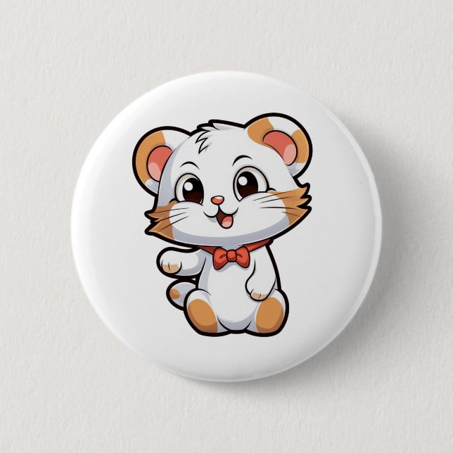 Cartoon mouse illustration button (Front)