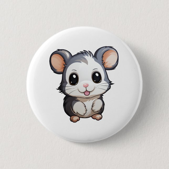 Cartoon mouse illustration button (Front)