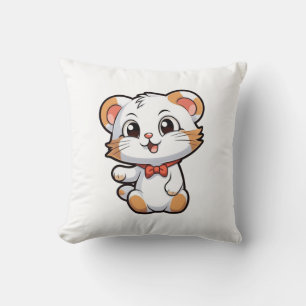 Cartoon mouse illustration throw pillow