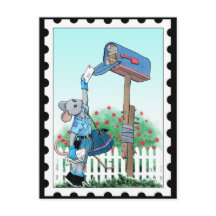 Cartoon Mouse Mail Carrier Postman