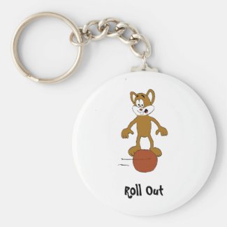 Cartoon Mouse On Red Ball Keychain