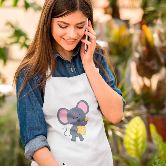 Cartoon Mouse with Cheese Adorable Animal Adult Apron (Creator Uploaded)