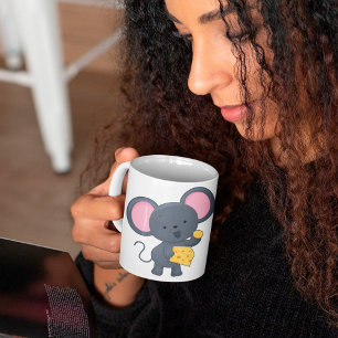 Cartoon Mouse with Cheese Adorable Animal Coffee Mug