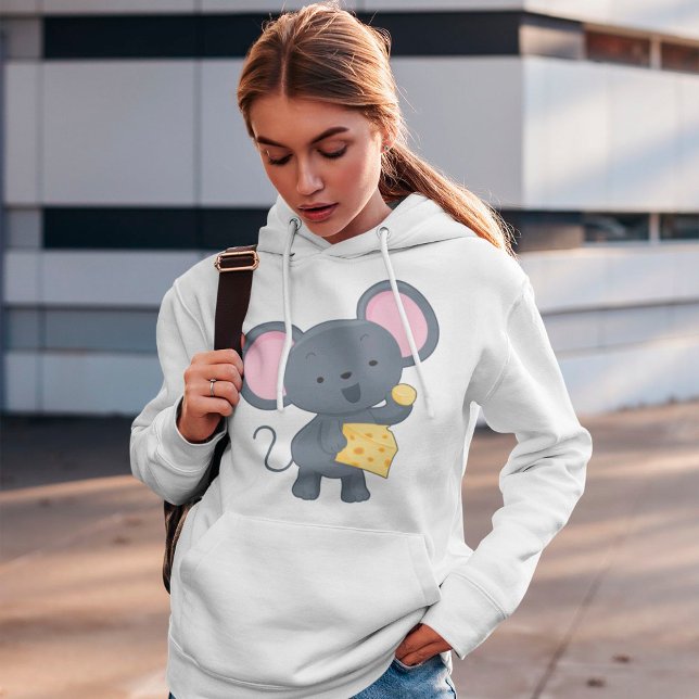 Cartoon Mouse with Cheese Adorable Animal Hoodie (Creator Uploaded)