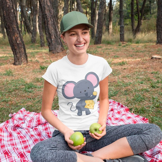 Cartoon Mouse with Cheese Adorable Animal T-Shirt (Creator Uploaded)