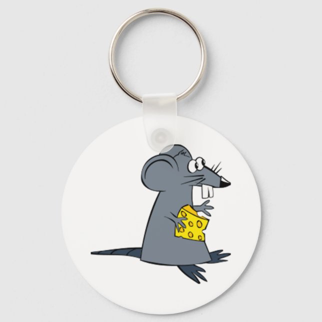 Cartoon Mouse with Cheese Keychain (Front)