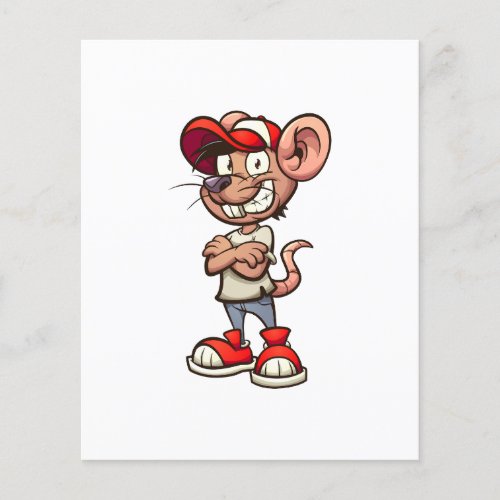 cartoon mouse with crossed arm and red baseball ca