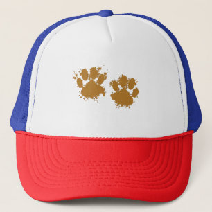 Cartoon Muddy Dog Paw Print Trucker Hat
