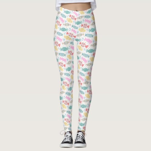 Cartoon multicolored festive candies leggings