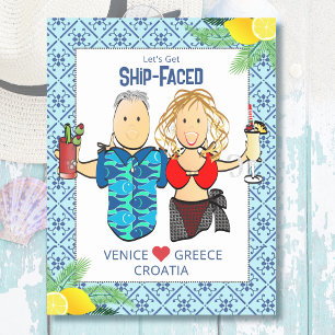 Cartoon Multiple City European Vacation Cruise  Magnetic Dry Erase Sheet