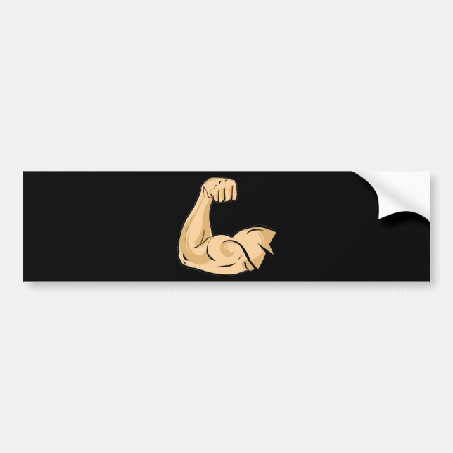 CARTOON MUSCLES MAN strong arm biceps athletic pow Bumper Sticker (Front)