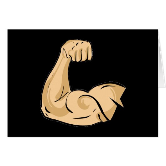 CARTOON MUSCLES MAN strong arm biceps athletic pow Cards (Front Horizontal)