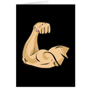 CARTOON MUSCLES MAN strong arm biceps athletic pow Cards