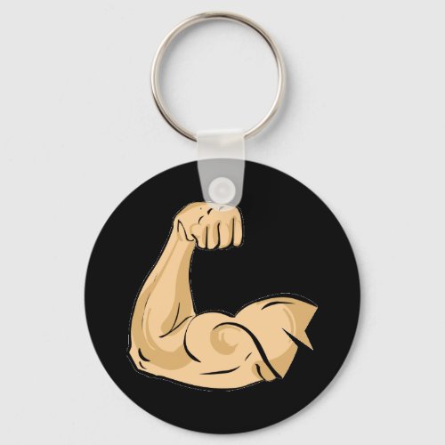 CARTOON MUSCLES MAN strong arm biceps athletic pow Keychain