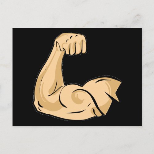 CARTOON MUSCLES MAN strong arm biceps athletic pow Postcard