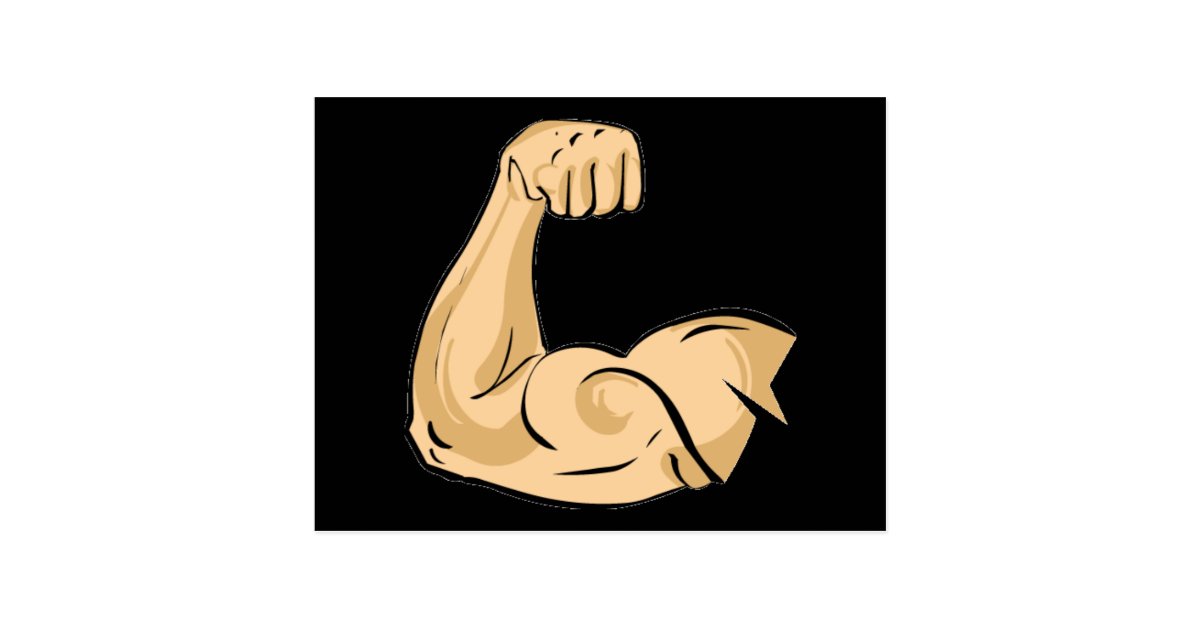 CARTOON MUSCLES MAN strong arm biceps athletic pow Postcard | Zazzle.com